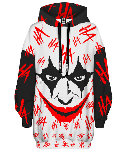 bluza z kapturem damska Bluza Oversize Tunika DR.CROW Hahaha Black