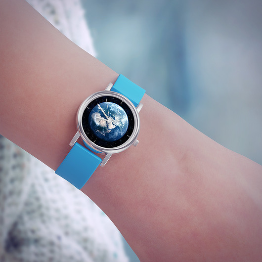 zegarki damskie Zegarek  mały - Ziemia - silikonowy, niebieski