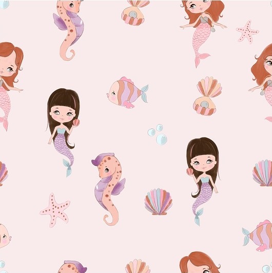 naklejki ścienne do pokoju dziecka Tapeta Little Mermaid Pink 53cmx10m PZ
