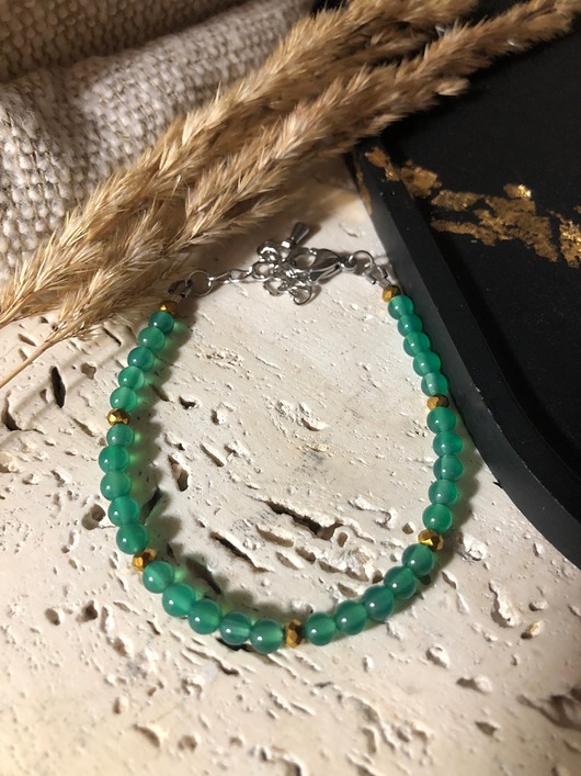 bransoletki z kamieni naturalnych Bransoletka onyks zielony