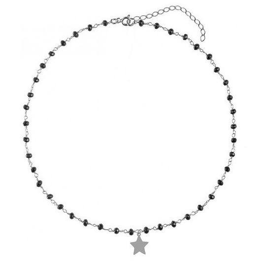 chokery Srebrny naszyjnik choker z czarnymi onyksami