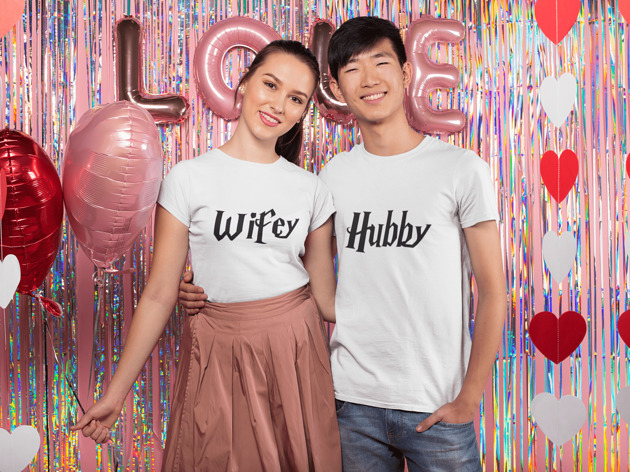 t-shirt damskie Koszulki dla pary Wifey & Hubby