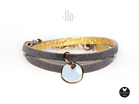 flo grey & gold bransoletka zamszowa barboleta