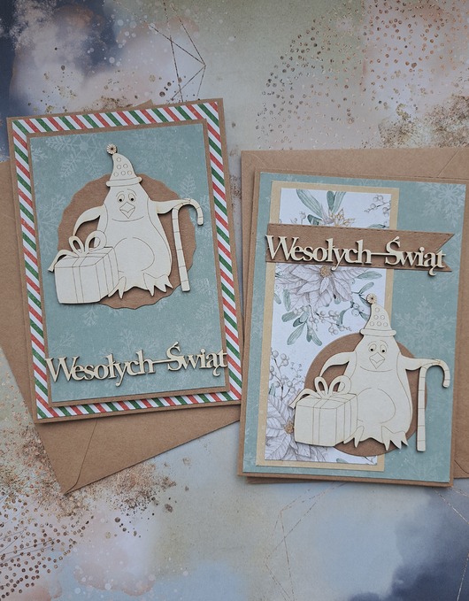 kartki scrapbooking Zestaw dwóch kartek bożonarodzeniowych