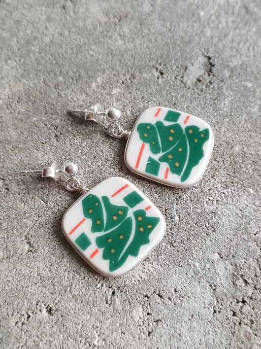 kolczyki ceramiczne Kolczyki ceramiczne w choinki