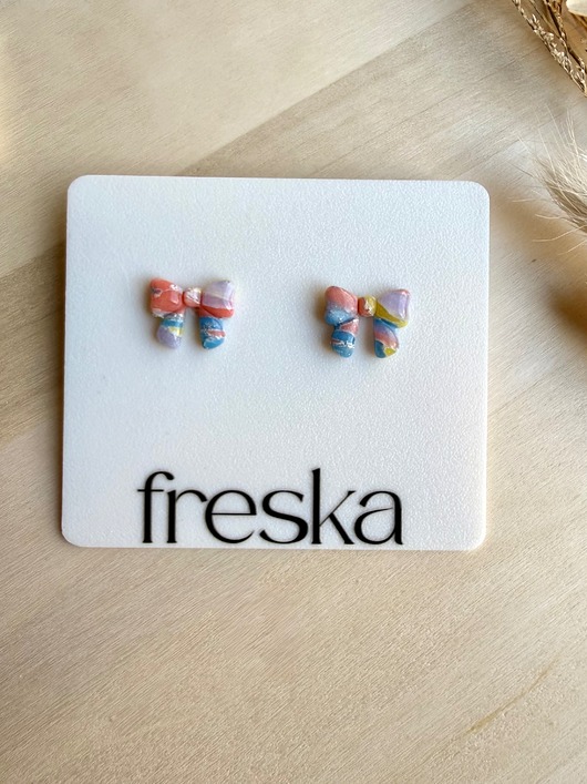 kolczyki z masy plastycznej Kolczyki Wiosenne Kokardki