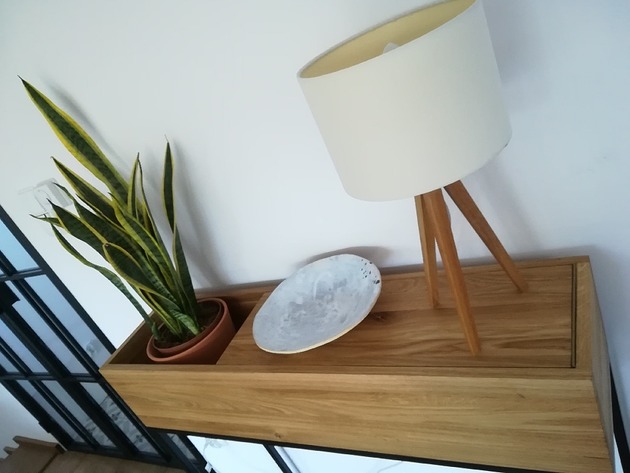 Kwietnik dębowy,konsola loft 90x75 STEELOVO