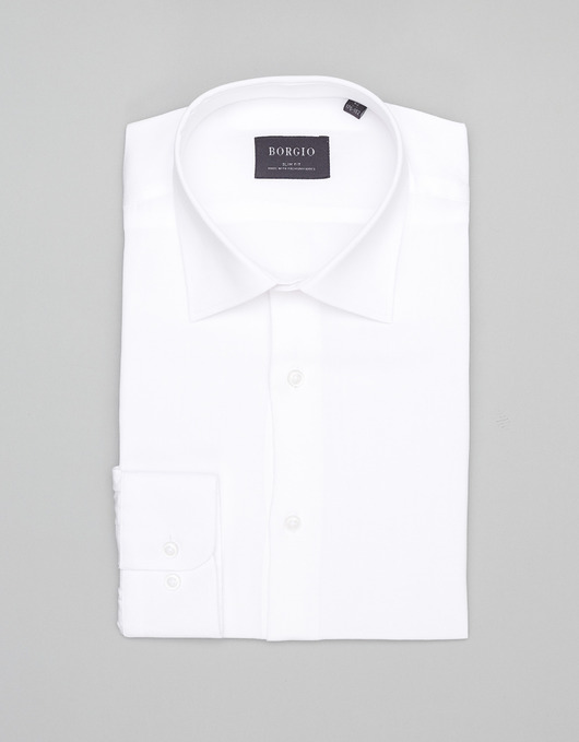 koszule męskie Koszula męska terranova 00471 długi rękaw biały slim fit