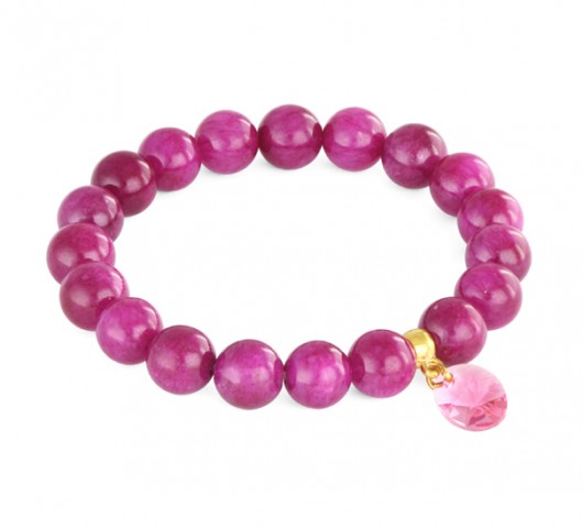 Pink jade with kryształ Swarovski pendant. Lavoga