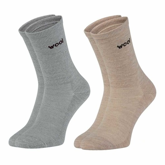 skarpetki męskie 2 pary skarpet merino wool do trekkingu szare i beżowe