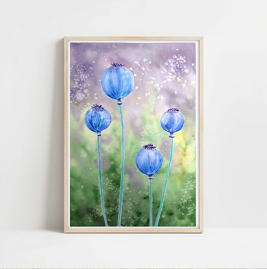 obrazy Oryginalna akwarela. Makówki A3