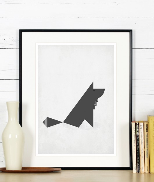 Plakat skandynawski A3, minimalizm, szary wilk Galeria EMU