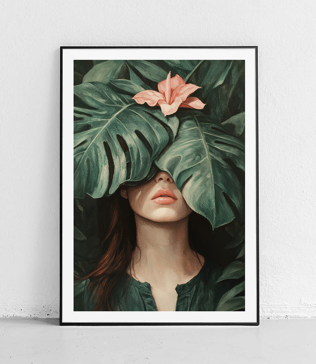 plakaty Plakat Liście monstera i kwiat
