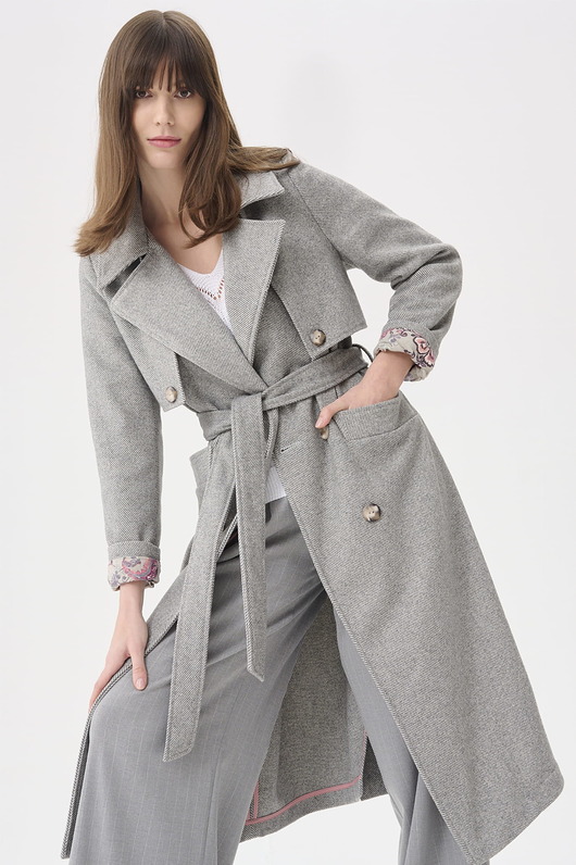 płaszcze damskie Płaszcz Damski Ines BS Jasny Szary