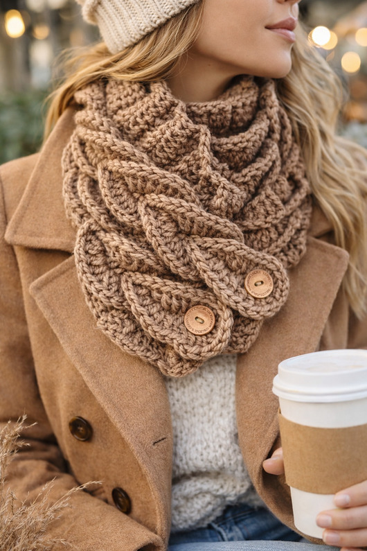 szale damskie Komin na szydełku