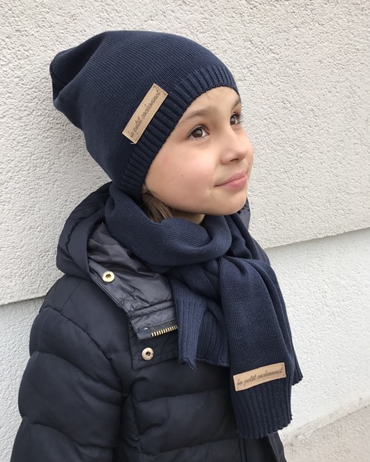 Komplet czapka i szalik NAVY Le petit cochonnet