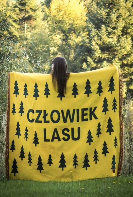 koce i narzuty Koc L człowiek lasu żółto-zielony