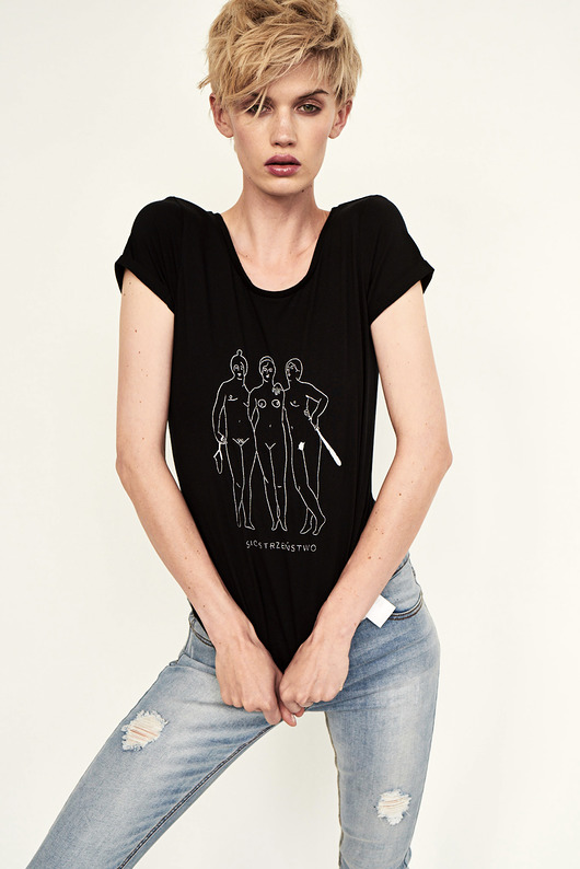 t-shirt damskie Femi-Shirt "Siostrzeństwo" Czarna