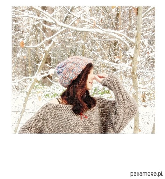 czapki damskie Czapka  z wełną beanie melanż