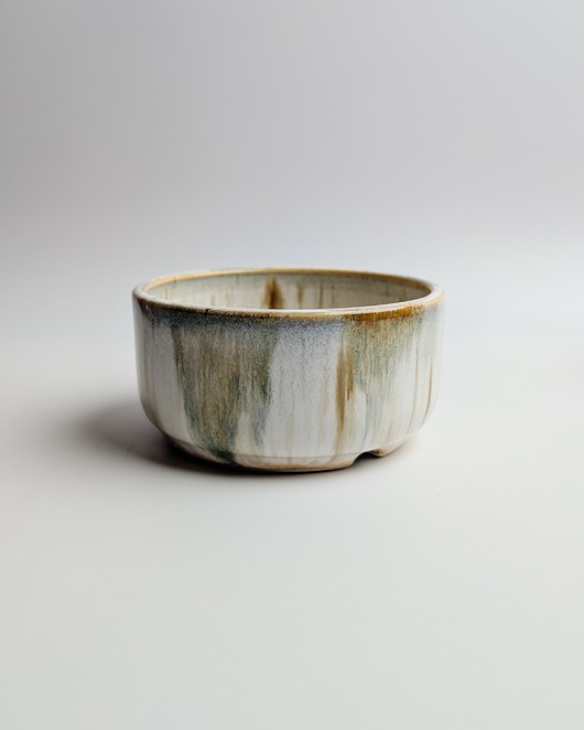 doniczki Płaska doniczka ceramiczna "rdzawe zacieki"