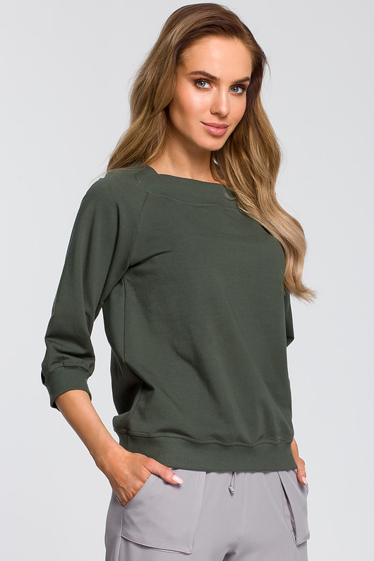bluzki - inne Bluzka z opadającym ramieniem-mil zieleń(M-412)