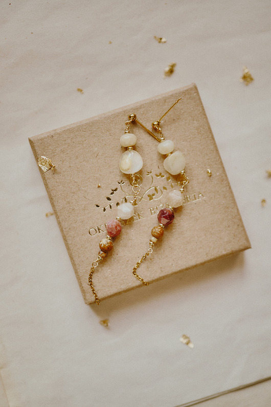 kolczyki z kamieniami Kolczyki Talayla, jadeit, jaspis, awenturyn