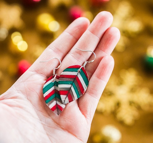 kolczyki srebrne Kolczyki srebrne Listki świąteczne