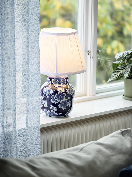 lampy stołowe Ceramiczna lampa stołowa z plisowanym kloszem Fanny