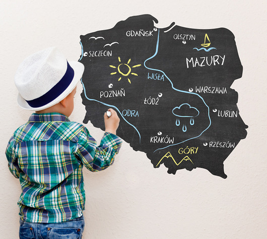 MAPA POLSKI naklejka tablicowa,folia kredowa Dekoracjan