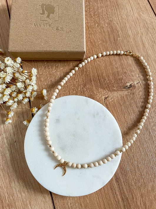 chokery Choker z kamienia rzecznego z półksiężycem