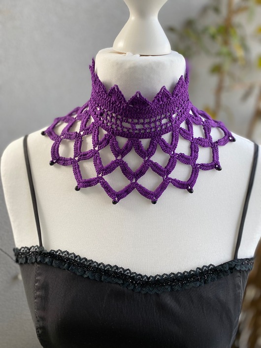 chokery Koronkowa kolia gotycka fioletowa