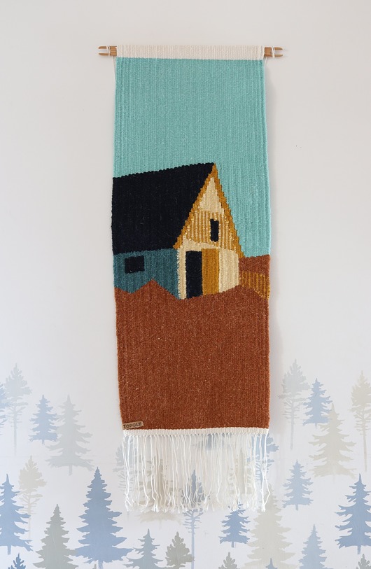 Ozdoby na ścianę Ręcznie tkany kilim - wełniana makatka - MAZURSKIA OBORA