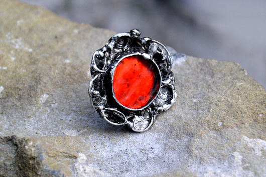 pierścionki srebrne Pierścionek Ognista czerwień