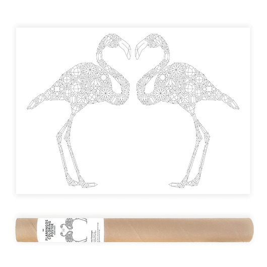 plakaty Plakat do Kolorowania Zakochane Flamingi 50x70cm