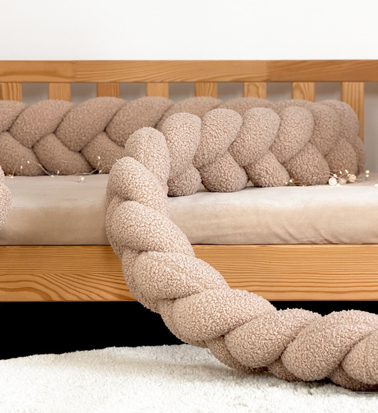 akcesoria do łóżeczek Warkocz do łóżeczka 3 pasma - boucle beżowy