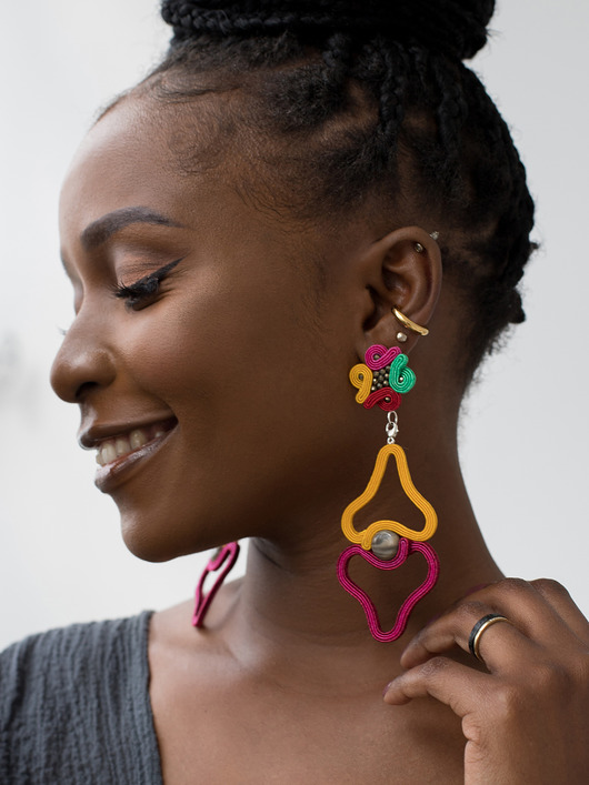 kolczyki soutache Kolczyki TIKI z zawieszką PULELEHUA