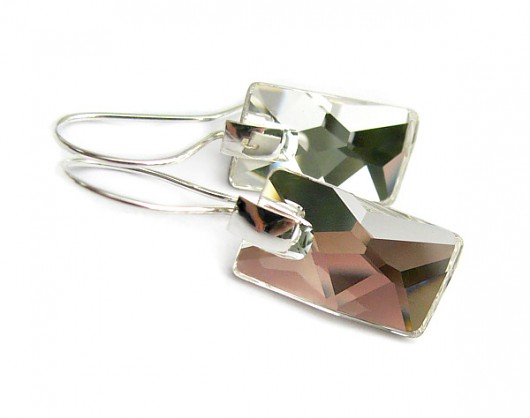 Geometryczne lustrzane kolczyki kryształ Swarovski - Ice Marisella