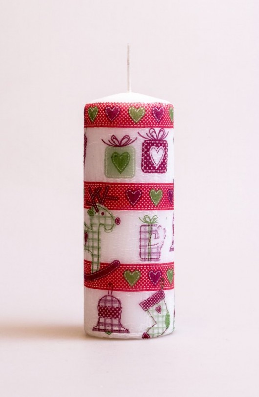 Świeca decoupage z motywem świątecznym Nikka handmade