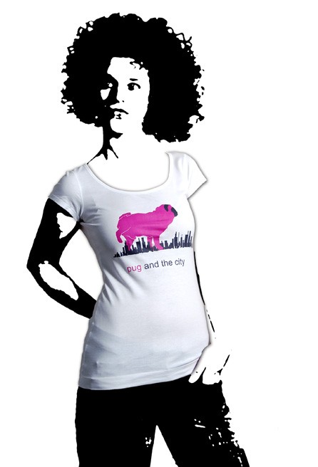 Pug and the city- girl S Pink Pug Design