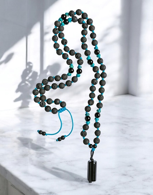 biżuteria męska FIKUŚNY naszyjnik męski : jaspis, lawa, onyks - naszyjnik unisex