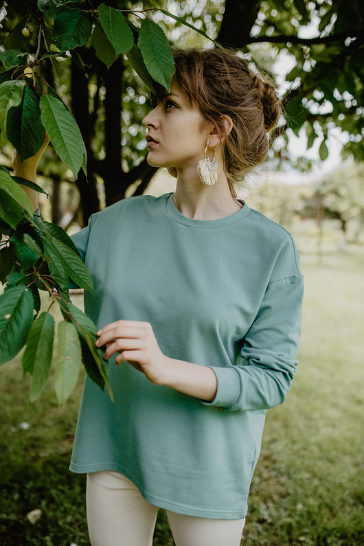 Bawełniana bluza oversize,VERDIGRIS BLUE Yanowska