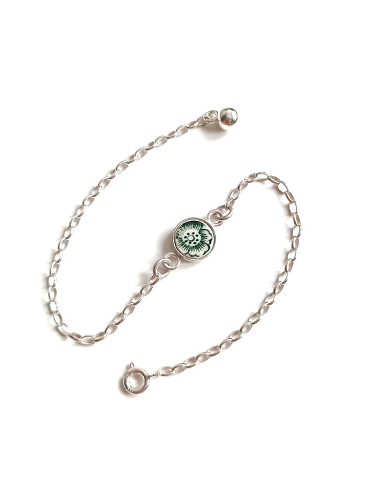 bransoletki ceramiczne Bransoletka z zielonym kwiatkiem