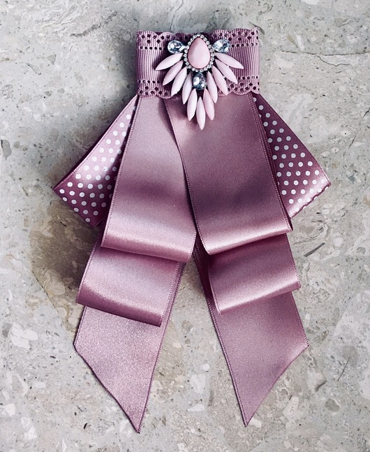 Brosza/ Krawat  Glamour Pudrowy Różowy