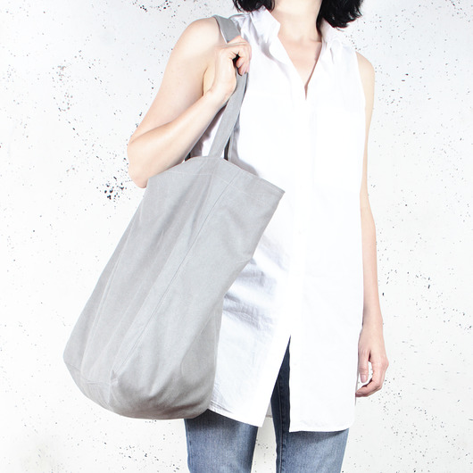 Big Lazy bag torba jasnoszara na zamek / vegan hairoo