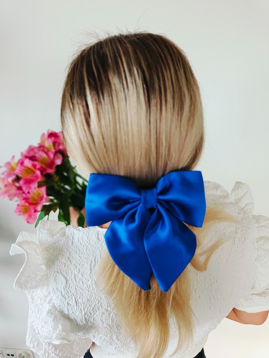 spinki i klamry do włosów Kokarda spinka klamra jedwabna royal blue 100% jedwabna 22 momme