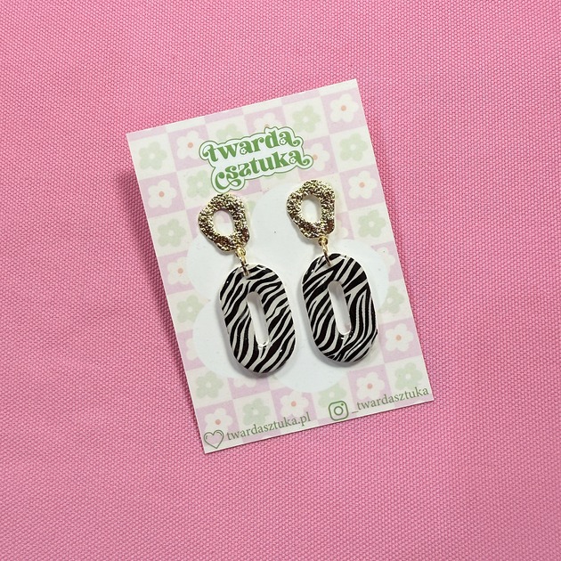 kolczyki - inne Unikatowe kolczyki w zebrę