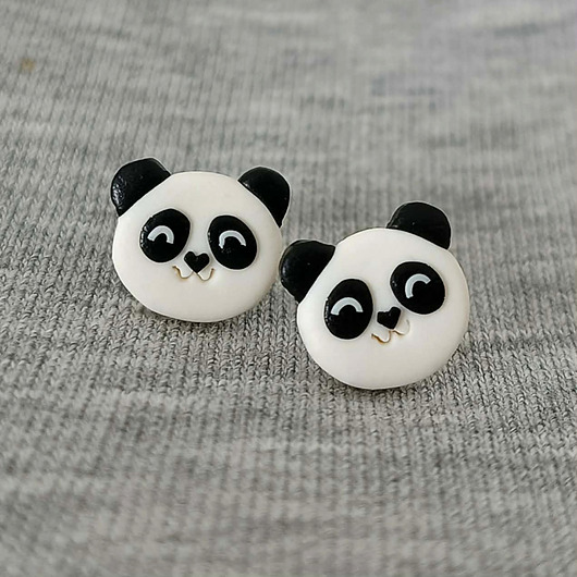kolczyki z masy plastycznej Kolczyki misie panda