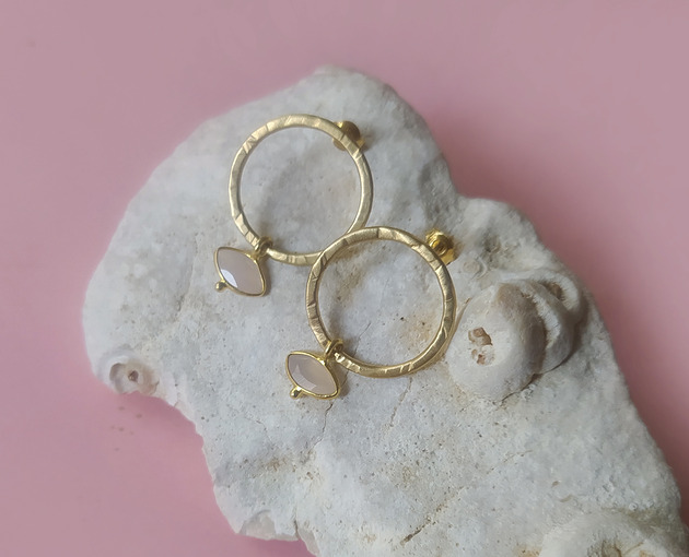 kolczyki pozłacane Kolczyki Plates Pink - srebro 925 pokryte 24k złotem