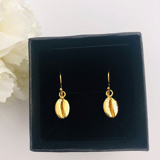 kolczyki pozłacane Kolczyki pozłacane z  kawą, biżuteria  kawa, latte