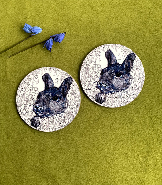 podkładki do kuchni Podkładki pod kubek- Królik- Zwierzaki- ilustracja